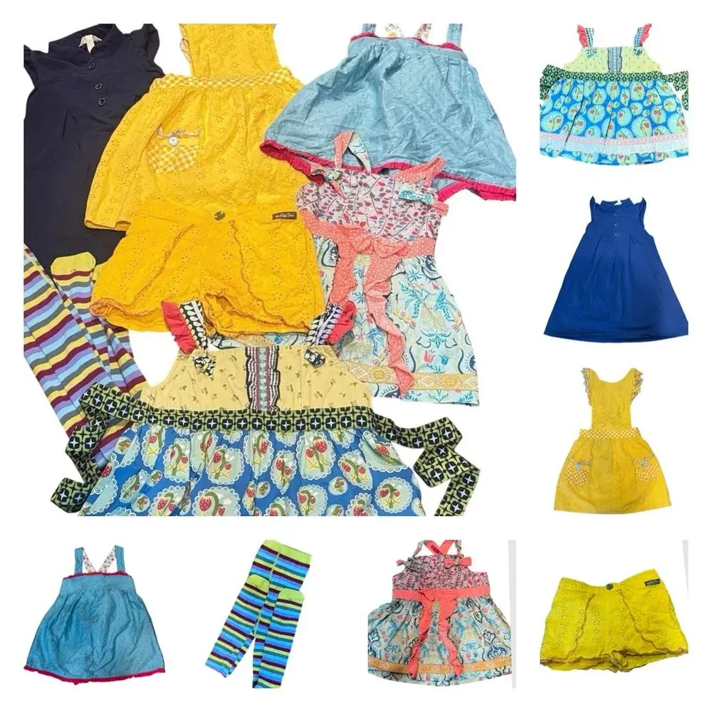 Matilda Jane Girls Size 8 Dresses Tops Shorts Tights 7 Piece Clothing Bundle